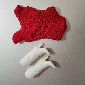 Barbie doll white cowboy boots red swimsuit